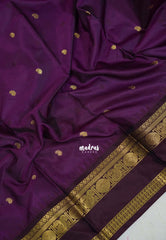 Jamun Purple - Kanimozhi - Premium Soft Silk with Rudraksham, Mango Border and Buttas - Best for Pooja Functions