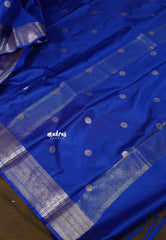 Royal Sapphire Blue - Kanimozhi - Soft Silk with Buttas Silver Weaving - Best for Wedding Functions