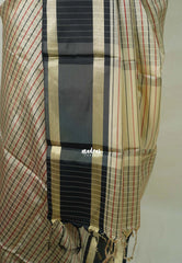 Taupe Beige with Black&Red - Kanimozhi - Premium Soft Silk Checks with Ganga Jamuna Border - Best for Wedding Functions