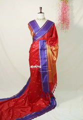 Spicy Red - Kanimozhi - Soft Silk Saree Rettapetta Border with Buttas And Rich Pallu - Best for Small Functions