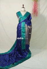 Navy Blue - Kanimozhi - Soft Silk Saree Rettapetta Border with Buttas And Rich Pallu  - Best for Small Functions