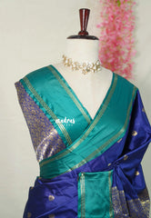 Navy Blue - Kanimozhi - Soft Silk Saree Rettapetta Border with Buttas And Rich Pallu  - Best for Small Functions