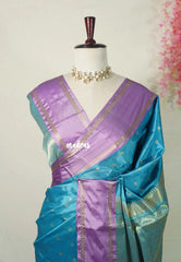 Sky Blue - Kanimozhi - Soft Silk Saree Rettapetta Border with Buttas  And Rich Pallu - Best for Small Functions