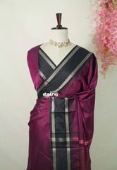 Beet Purple - Kanimozhi - Premium Soft Silk Plain with Rettapet Border - Best for Wedding Functions