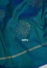 Dual Shade Teal Blue - Kanimozhi - Soft Silk with Kolam Weaving Body and Rich Pallu - Best for  Pooja Functions