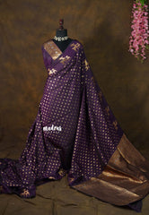 Jamun Purple - Kanimozhi - Soft Silk Cute Deer Zari Border with Buttas - Best for Wedding Functions