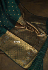 Deep Green - Kanimozhi - Soft Silk Parrot Zari Border with Buttas - Best for Wedding Functions