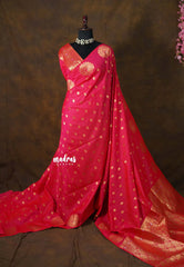 Rich Pink - Kanimozhi - Soft Silk Peacock Zari Border with Buttas - Best for Wedding Functions