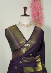 Jamun Purple - Kanimozhi - Soft Silk Saree Temple Border and Buttas with Tissue Blouse - Best for Wedding Wear