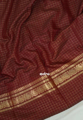 Araku Maroon - Kanimozhi - Soft Silk Zari Checks with Mango Border - Best for Wedding Wear
