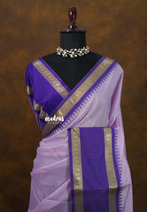 (PRE-BOOKING) Lilac Pink - Kanimozhi - Soft Silk Vintage Checks with Rettapet Border - Best for Festive Wear