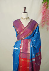 Royal Anandha Blue - Kanimozhi - Soft Silk Saree Vintage Color Combo and Rettapetta Border with Buttas - Best for Wedding Wear
