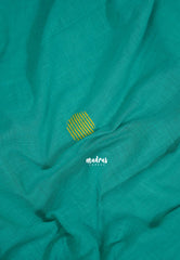Cyan with green - kannamma Handwoven Ballbutta linen