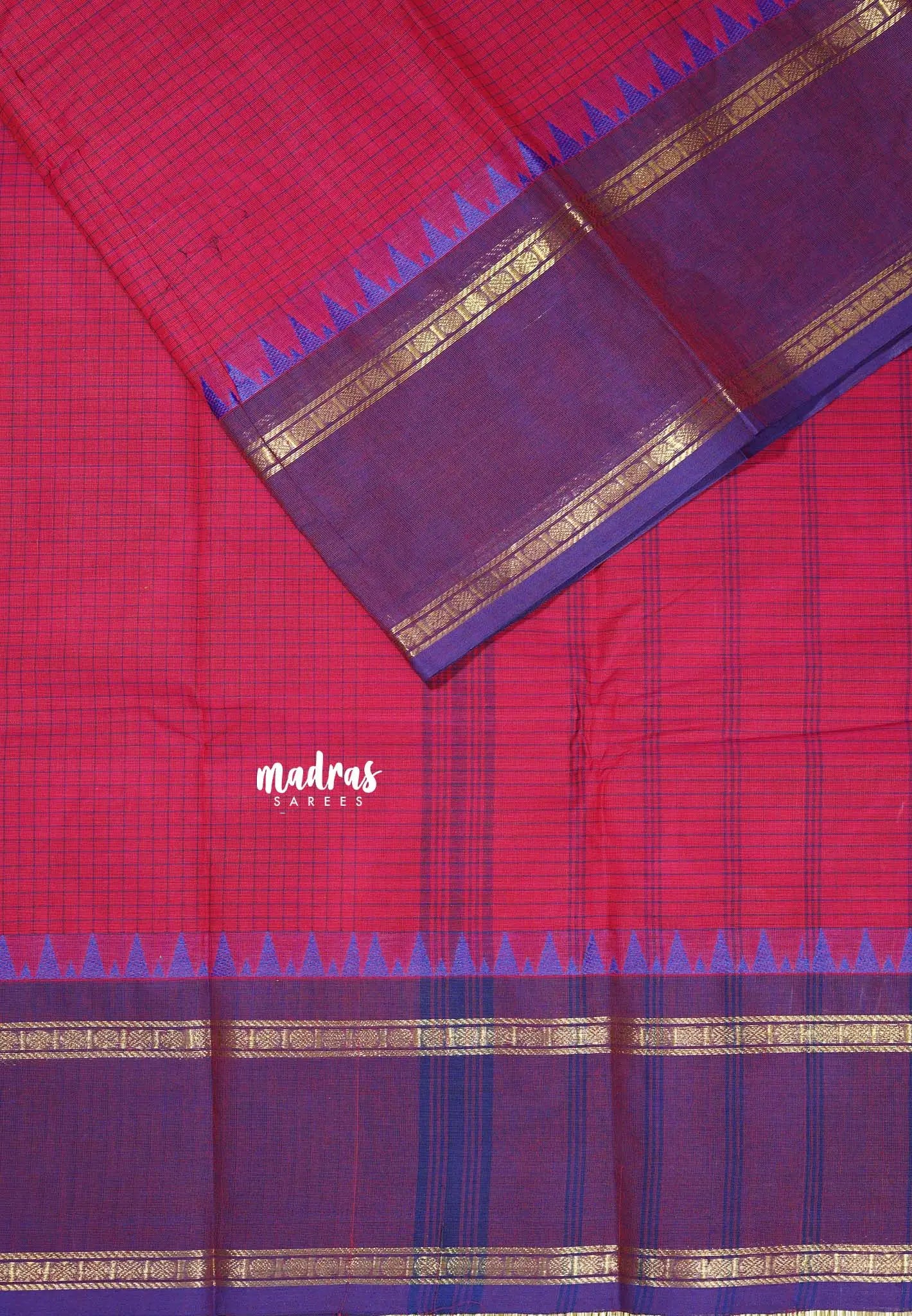 Queen's Rose -  Karthigai silk cotton rettapeta border with muthu kattam