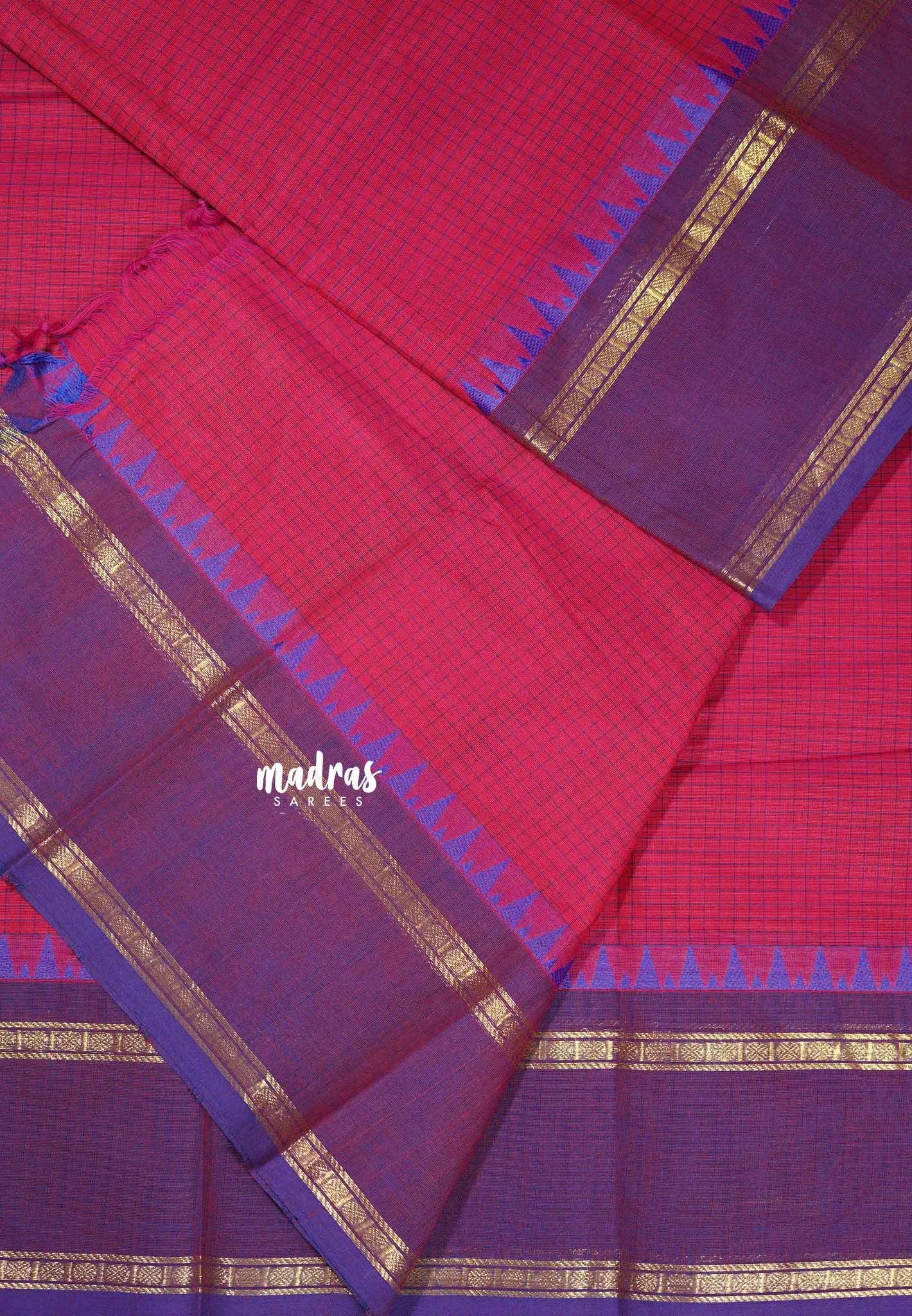 Queen's Rose -  Karthigai silk cotton rettapeta border with muthu kattam