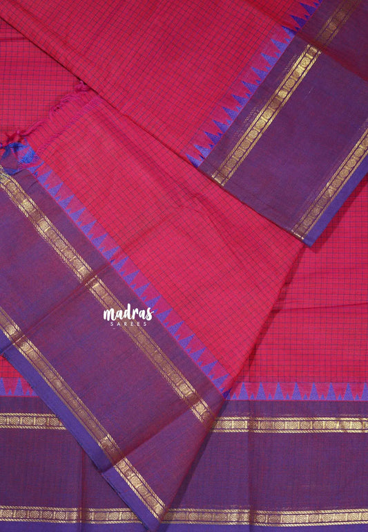 Queen's Rose -  Karthigai silk cotton rettapeta border with muthu kattam