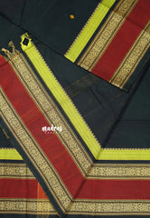 Midnight Magic Black - Karthigai silk cotton full thread weaving rettapet border