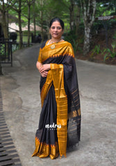 Divine Black - Karthigai Silk Cotton Rettapetta and Classic Temple Border - Best for Gifting / Temple visit / small function