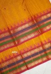 Karthigai silk cotton multicolor rudraksham border -Mustard yellow