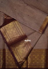 Pastel Maroon - Karthigai Mercerised Cotton Multi Checks Border with Buttas - Best for Temple Visit | Pooja Funtions