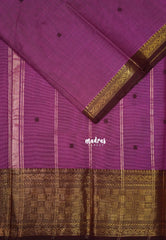 Lilac Pink - Karthigai Mercerised Cotton Multi Checks Border with Buttas - Best for Temple Visit | Pooja Funtions