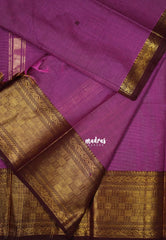 Lilac Pink - Karthigai Mercerised Cotton Multi Checks Border with Buttas - Best for Temple Visit | Pooja Funtions