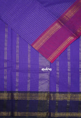 Lavender Purple - Karthigai Mercerised Cotton Saree Zari Stripes with Ganaga Jamuna Border - Best for Temple Visit | Pooja Funtions