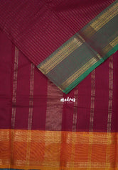 Beet Pink - Karthigai Mercerised Cotton Saree Zari Stripes with Ganaga Jamuna Border - Best for Temple Visit | Pooja Funtions