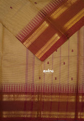 Sandal - Karthigai Mercerised Cotton Saree Rettapet Border with Buttas - Best for Temple Visit | Pooja Funtions