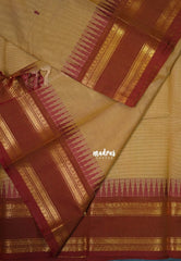 Sandal - Karthigai Mercerised Cotton Saree Rettapet Border with Buttas - Best for Temple Visit | Pooja Funtions