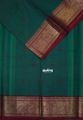 Teal Green - Karthigai Mercerised Cotton Vanasingaram Border with Buttas - Best for Temple Visit | Pooja Funtions
