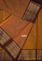 Mustard Glow - Karthigai Mercerised cotton small neli Border with Buttas - Best for Gifting