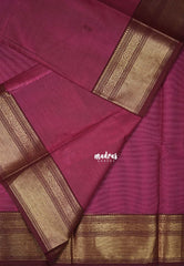 Beet Pink - Karthigai Mercerised Cotton Bavanji Flower Border with Buttas - Best for Pooja Funtions | Temple Visit