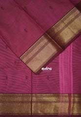 Muted Beet Pink - Karthigai Mercerised Cotton Bavanji Flower Border with Buttas - Best for Pooja Funtions | Temple Visit