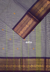 Purple Grey - Karthigai Mercerised Cotton Body Annam, Rudraksham Border with Buttas - Best for Temple Visit