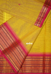 Turmeric Yellow - Karthigai Mercerised Cotton Body Multi Rudraksham with Buttas - Best for Temple Visit