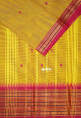 Turmeric Yellow - Karthigai Mercerised Cotton Body Multi Rudraksham with Buttas - Best for Temple Visit