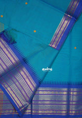 Teal Blue - Karthigai Mercerised Cotton Body Multi Rudraksham with Buttas - Best for Temple Visit