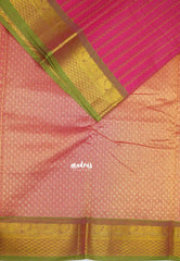 Premium Karthigai silk cotton neli stripes body with rich pallu - Rose pink