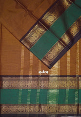 Mustard Brown - Karthigai Mercerised Cotton Rettapet Annam Border - Best for Pooja Wear | Festive Wear