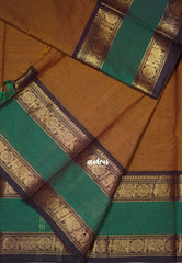 Mustard Brown - Karthigai Mercerised Cotton Rettapet Annam Border - Best for Pooja Wear | Festive Wear