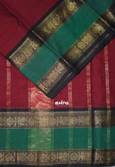 Majestic Maroon - Karthigai Mercerised Cotton Rettapet Annam Border - Best for Pooja Wear | Festive Wear