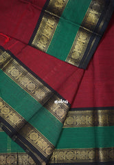 Majestic Maroon - Karthigai Mercerised Cotton Rettapet Annam Border - Best for Pooja Wear | Festive Wear