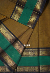 Mustard Olive - Karthigai Mercerised Cotton Rettapet Annam Border - Best for Pooja Wear | Festive Wear