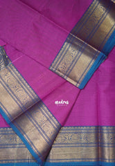 Magenta Pink - Karthigai Mercerised cotton bavanji floral border - Best for Pooja Wear | Festive Wear