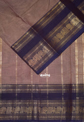 Mauve Taupe - Karthigai Mercerised Cotton Mayil, Rudraksham Border - Best for Pooja Wear | Festive Wear