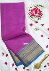 Magenta Pink - Karthigai Mercerised cotton bavanji floral border - Best for Pooja Wear | Festive Wear