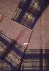 Mauve Taupe - Karthigai Mercerised Cotton Mayil, Rudraksham Border - Best for Pooja Wear | Festive Wear