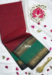 Majestic Maroon - Karthigai Mercerised Cotton Rettapet Annam Border - Best for Pooja Wear | Festive Wear