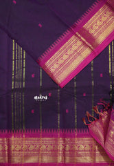 Jamun Purple - Karthigai silk cotton Saree Bavanji and Mango border with buttas